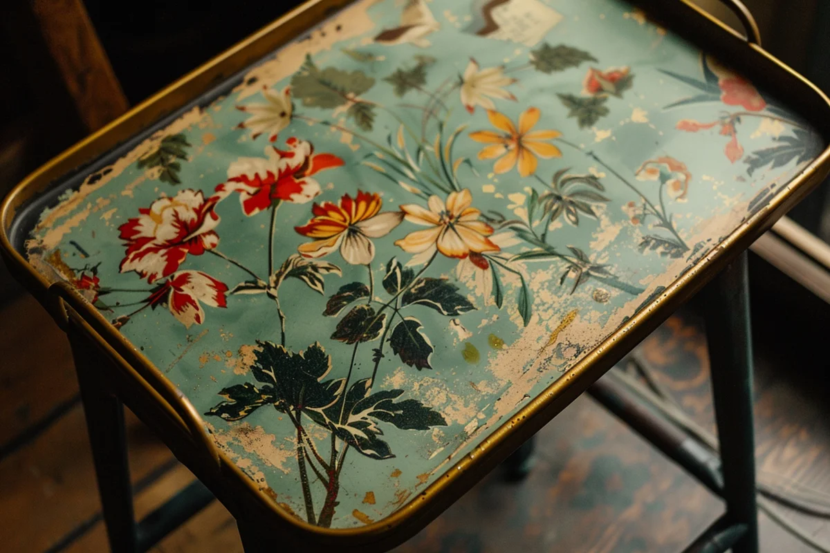 Metallic vintage TV tray