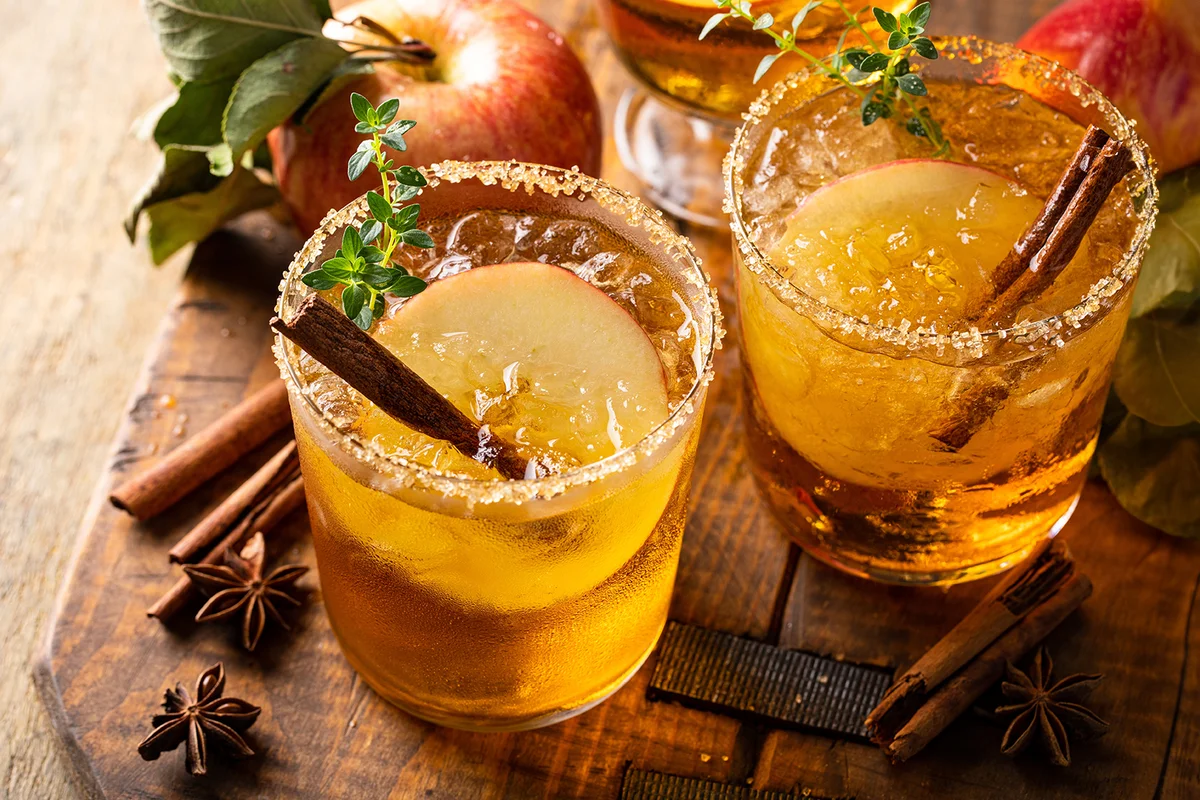 Apple cider margarita with brown sugar rim