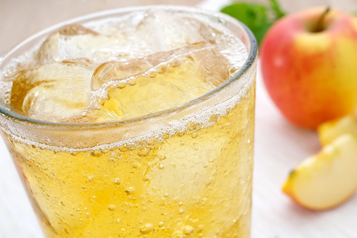 Iced apple juice spritzer
