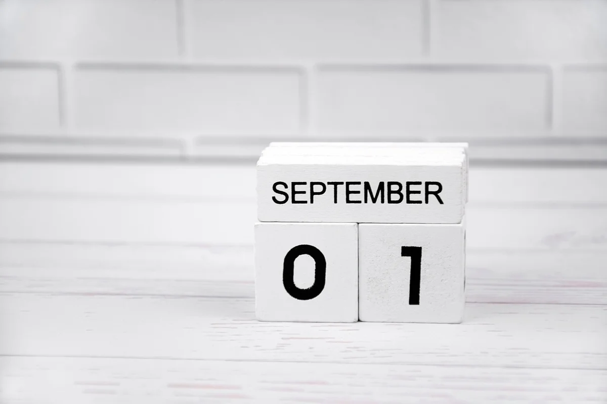 wooden perpetual calendar showing the 1st of September