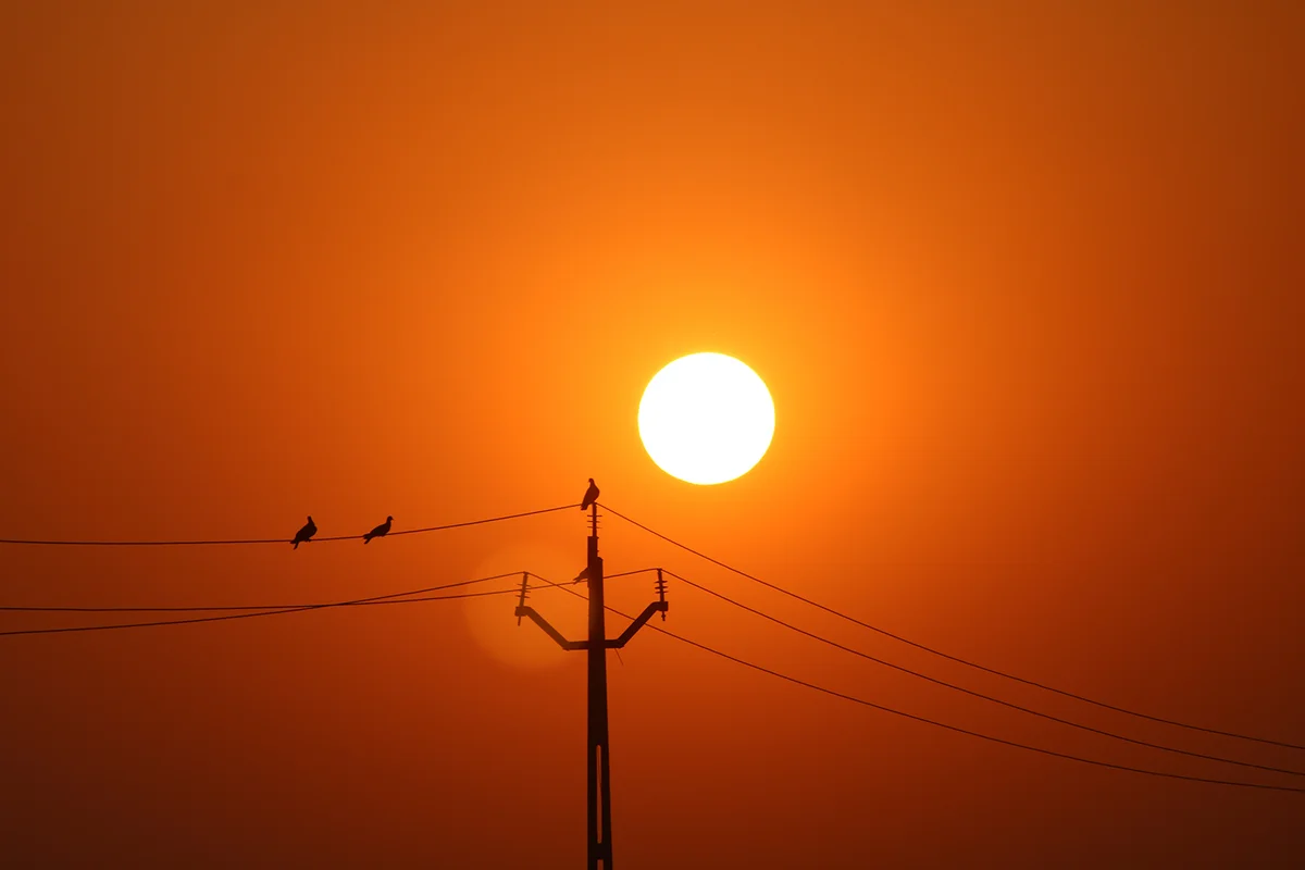 Heat wave of extreme sun and sky background