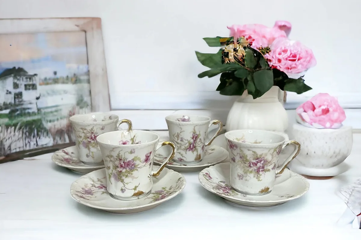 Antique Haviland Limoges Cocoa Cup and Saucers