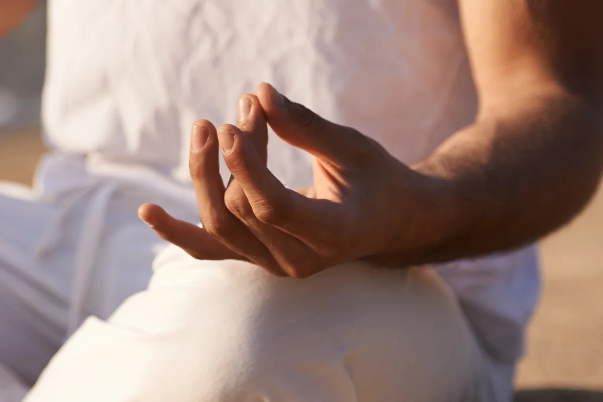 Meditation, hands with lotus