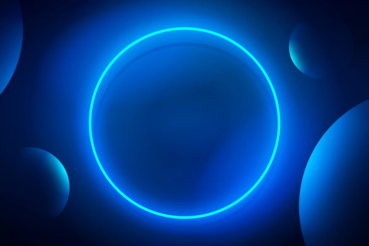 Blue Neon Color Ring On Dark Background