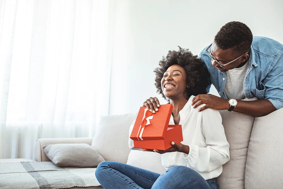 Beautiful young couple at home