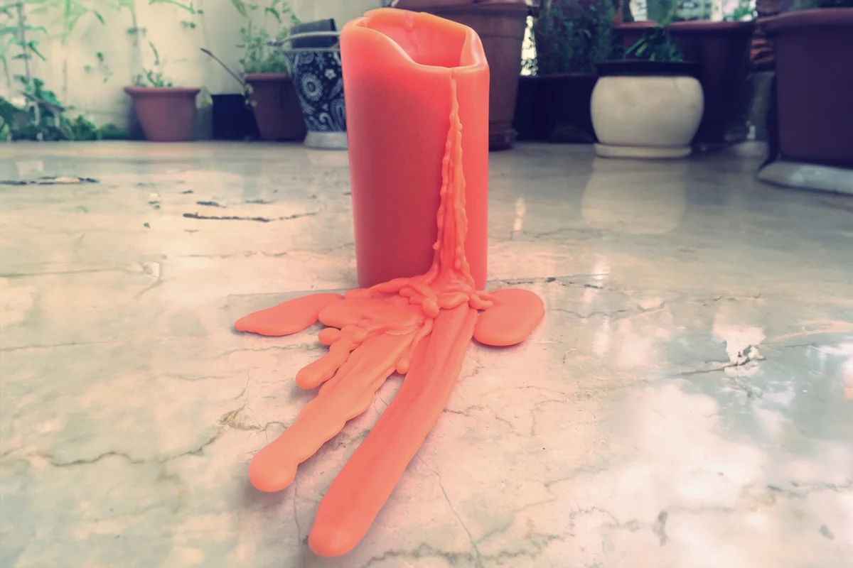 Melted Candle On Floor