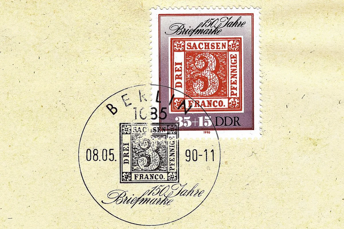 Sachen 3 Pfennige Red German Stamp