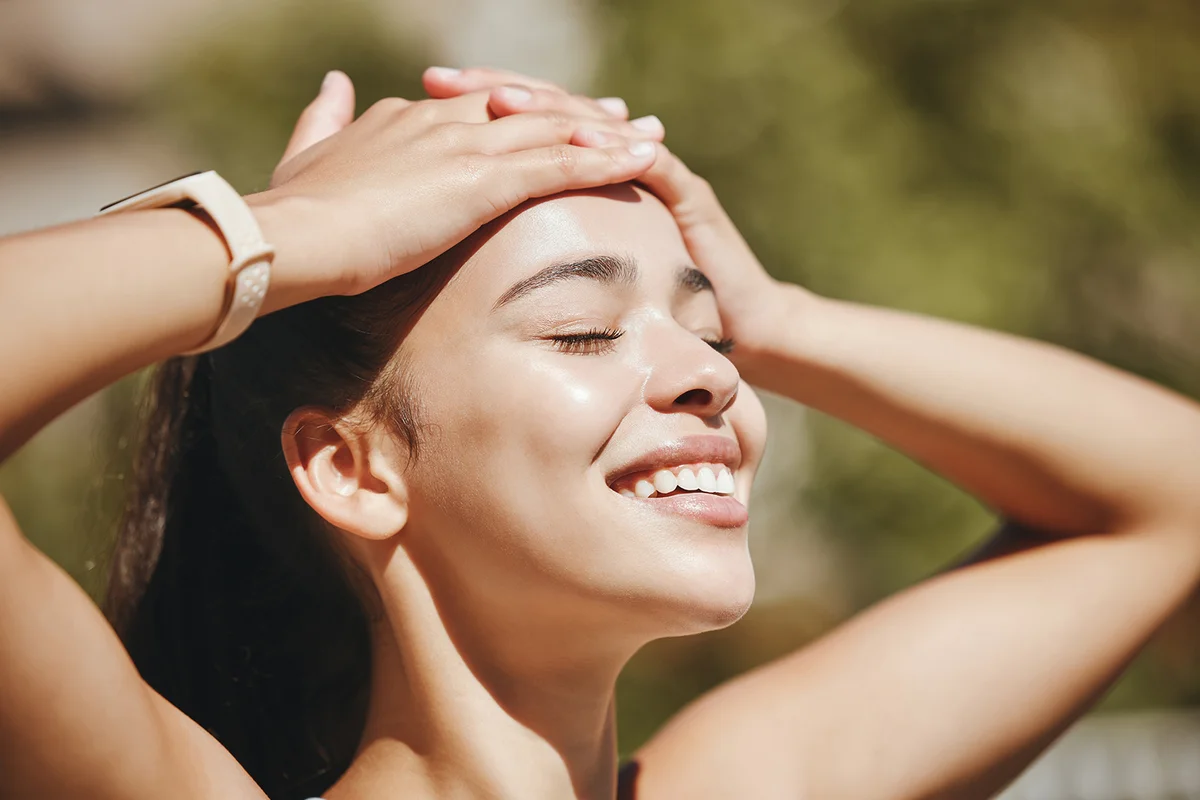 relax and happy woman in sunshine
