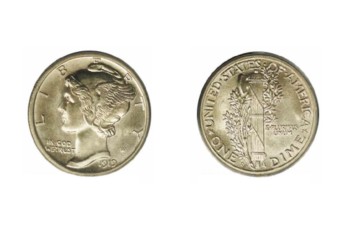 1919-D Mercury Dime With Full Bands