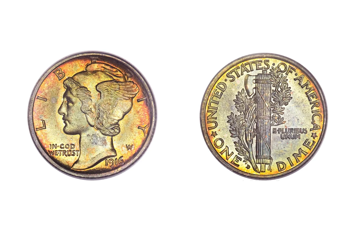 1916-D Mercury Dime Full Bands