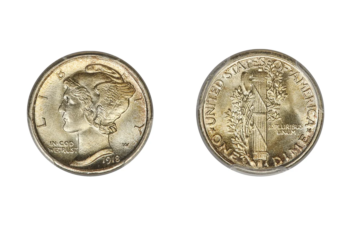 1918-S Mercury Dime full Bands