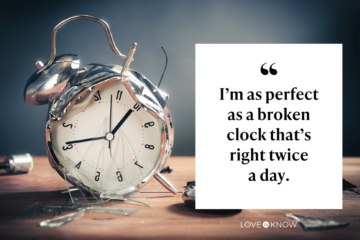 I’m as perfect as a broken clock that’s right twice a day.