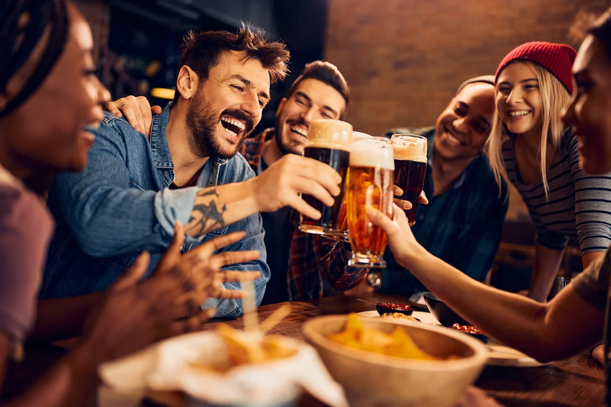 group of friends having drinks