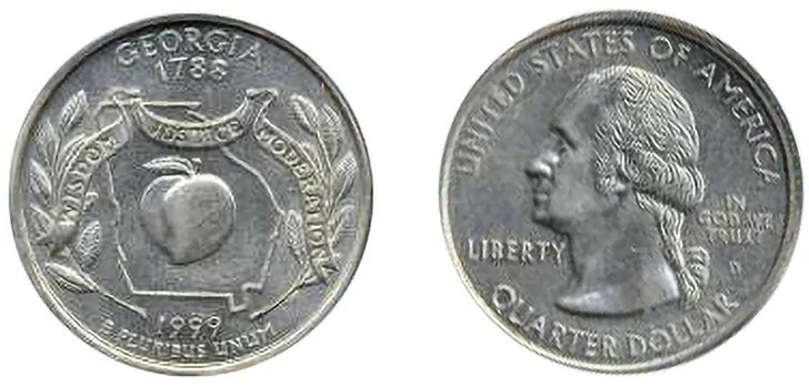 1999-D 25C Georgia--135 Degree Rotated Reverse