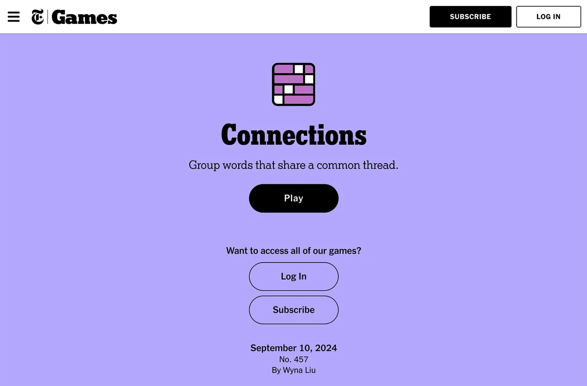 Screenshot of Connections Game
