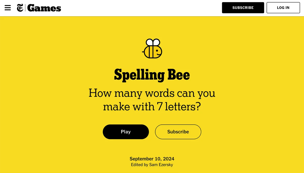 Screenshot of Spelling Bee Game