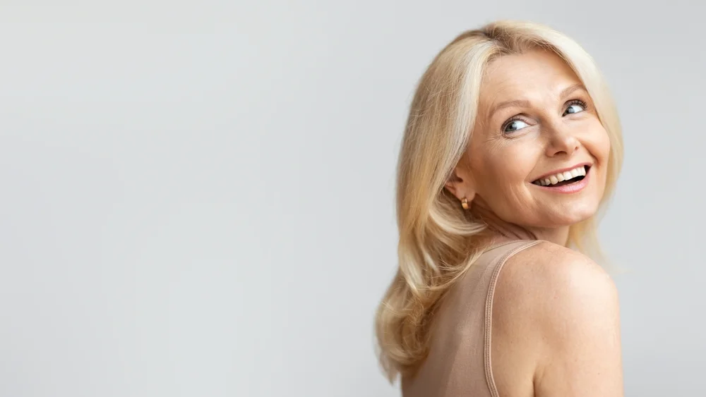 older woman with blonde hair