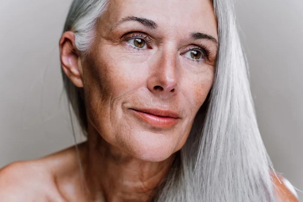 woman with silver hair