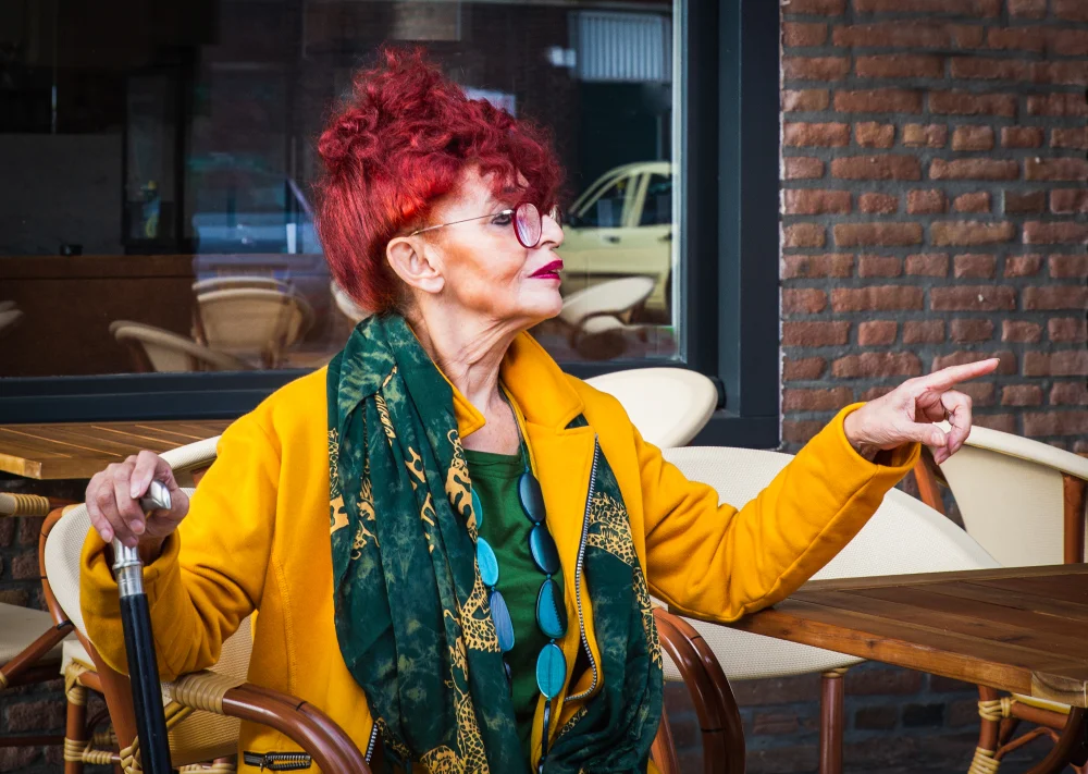 woman with bright red hair
