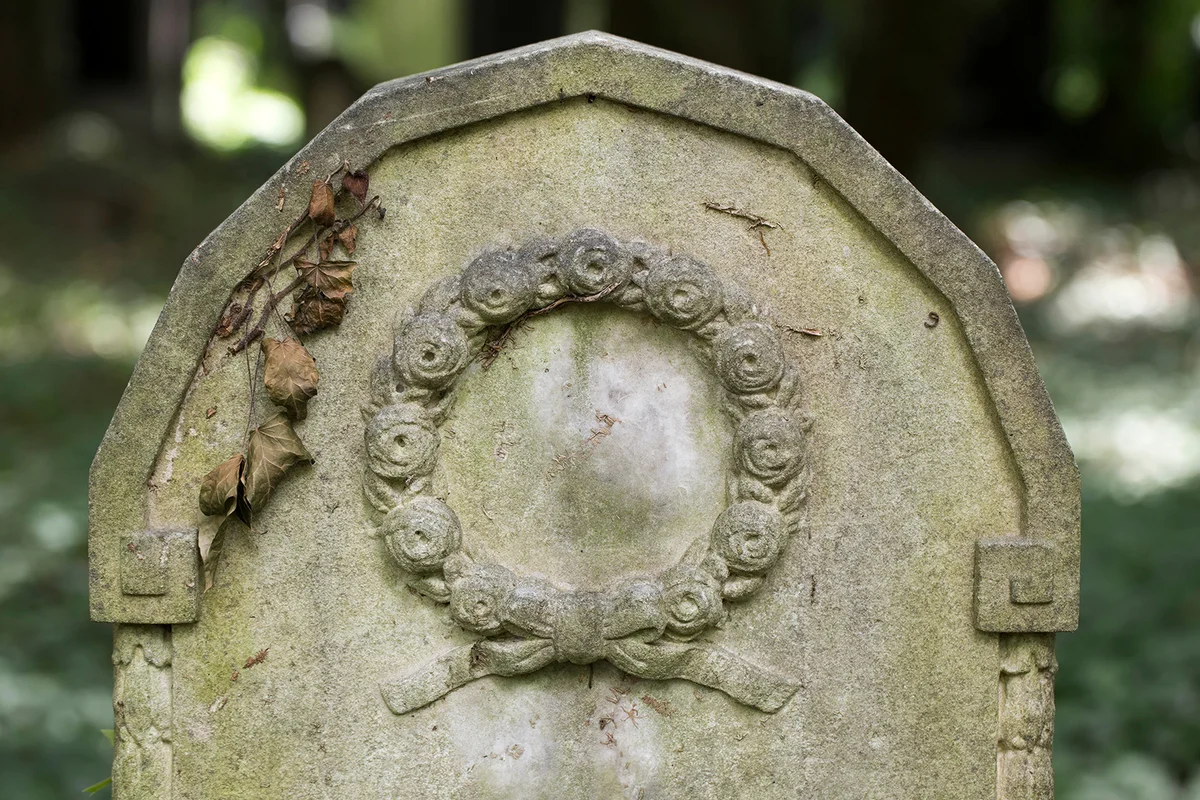 Detail of the Tombstone from the Prague Jewish Cemetery, Czech Republic