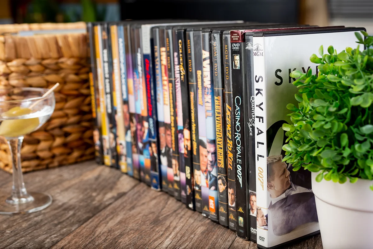 A view of a collection of DVD movies