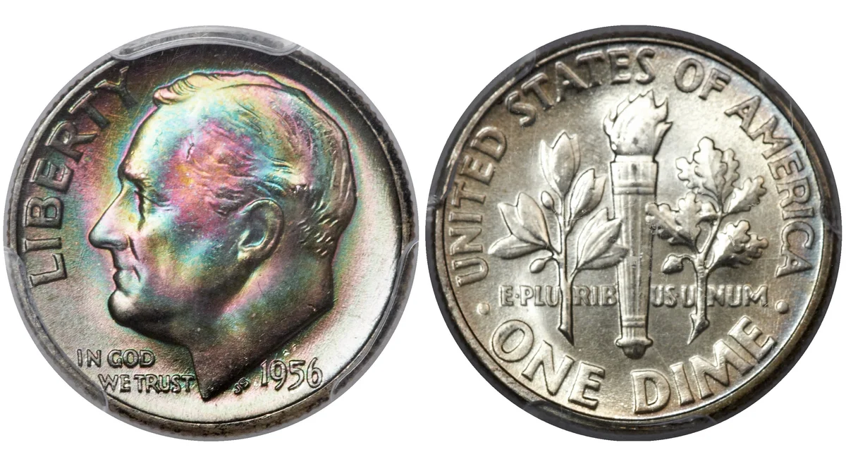1956 Full Bands Roosevelt Dime