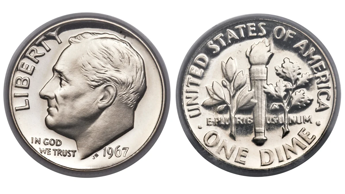 1967 SMS Deep Cameo Roosevelt Dime