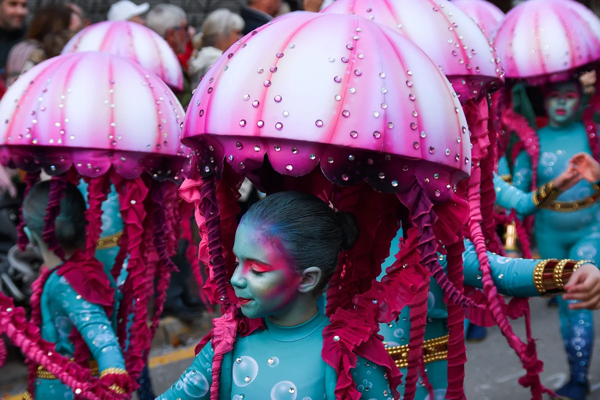 Girls in a jellyfish costume at a festive parade