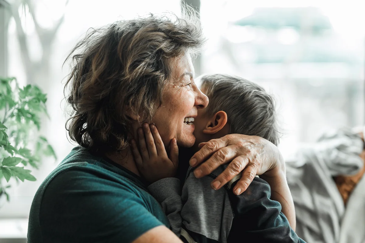 Grandmother and grandson spend time together