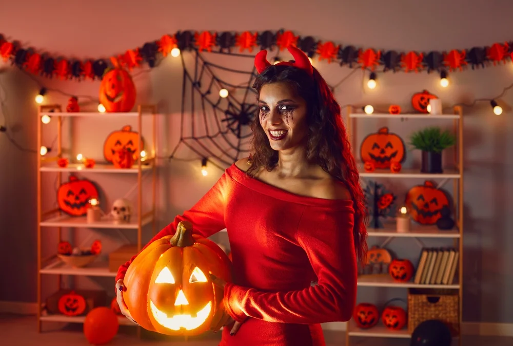 woman in a devil costume