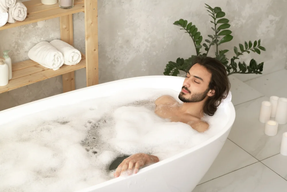 man in a bubble bath