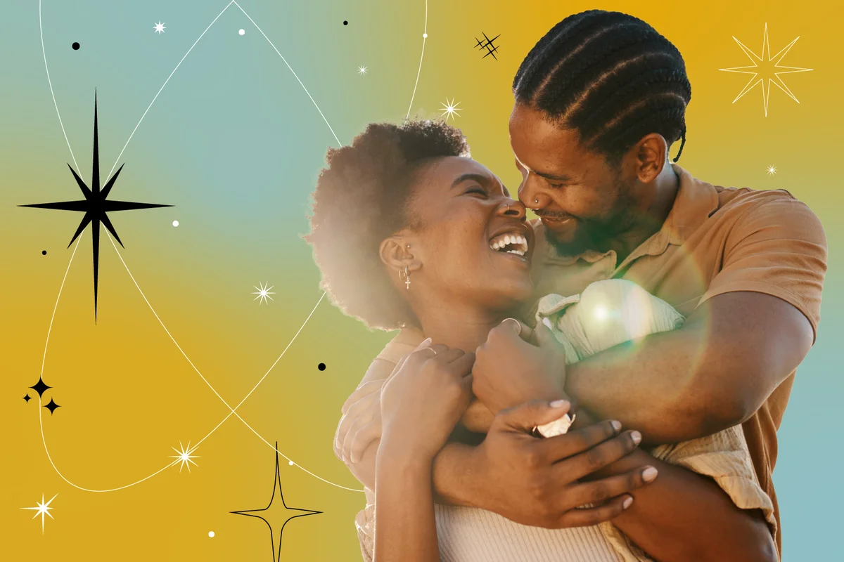 Couple hugging and smiling