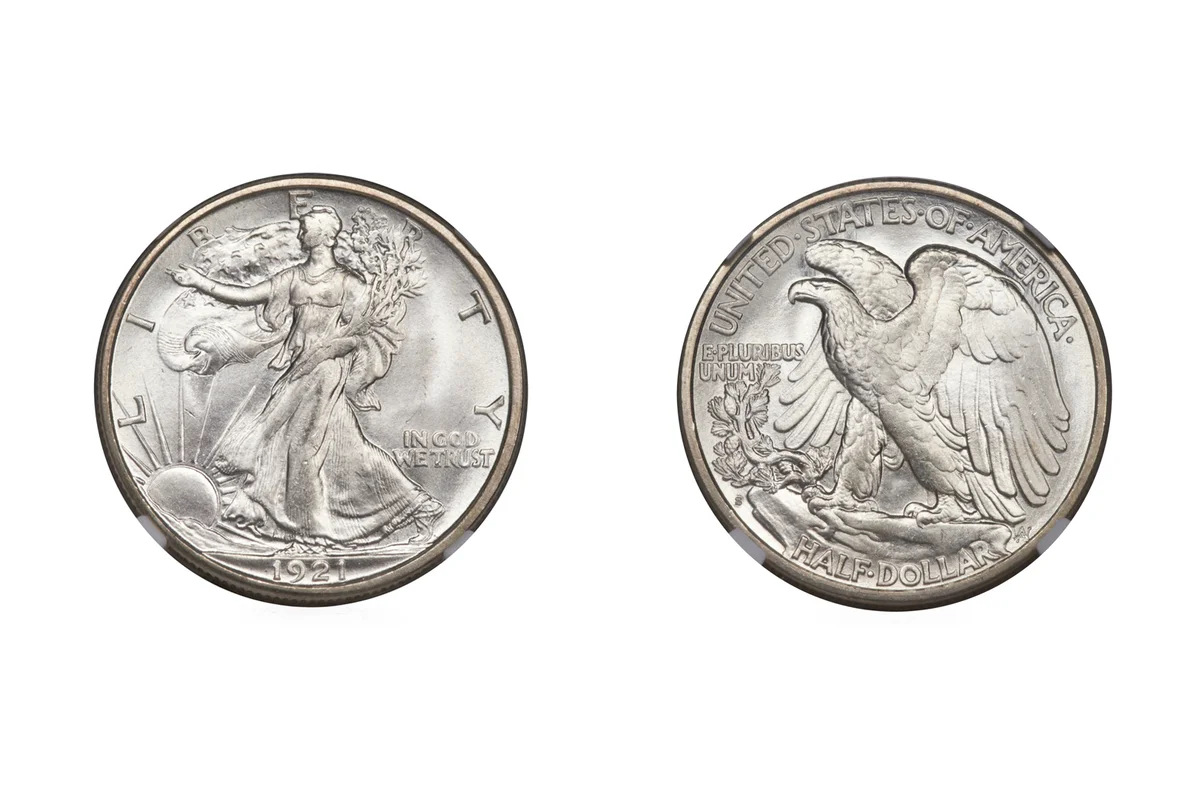walking Liberty half Dollars 1921 S
