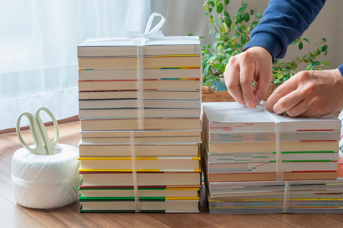 Book recycling. Tie the book with a ribbon