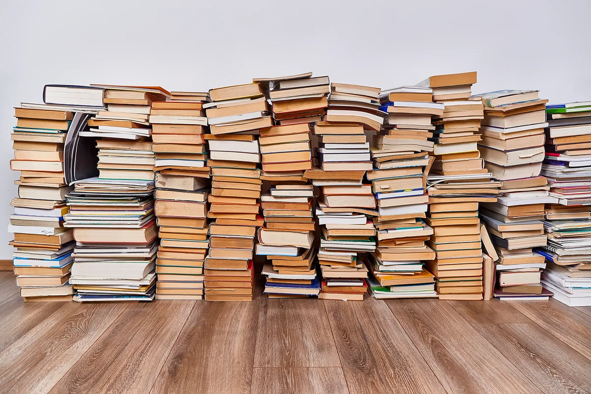 Pile of old books stored in the Attic