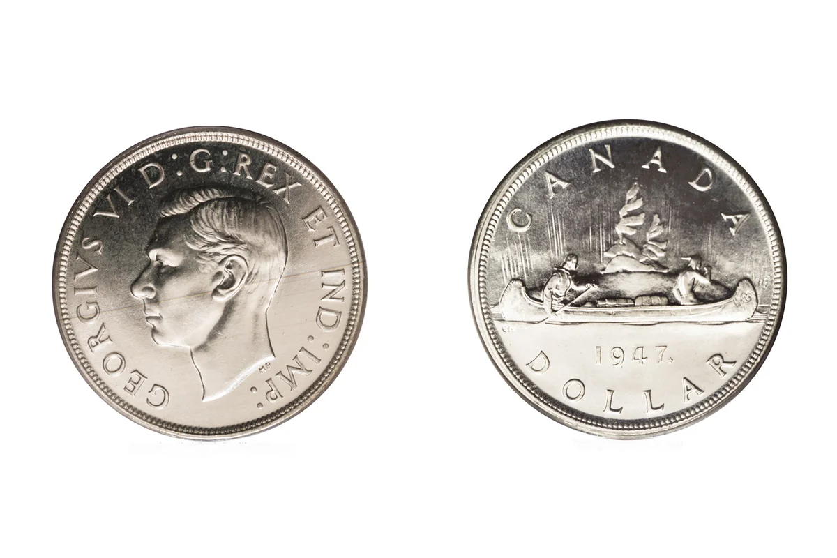 1947 GeorgeVI Canadian dollar coin