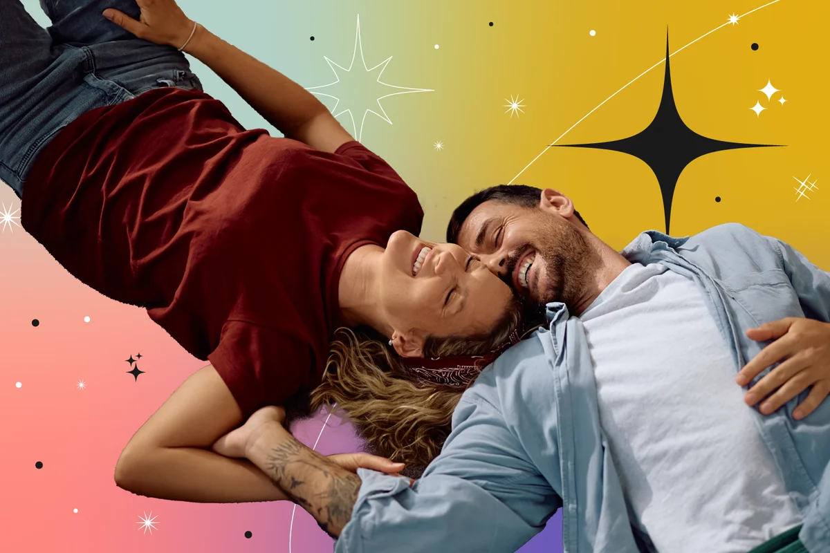 happy couple relaxing on the carpet after moving into new house