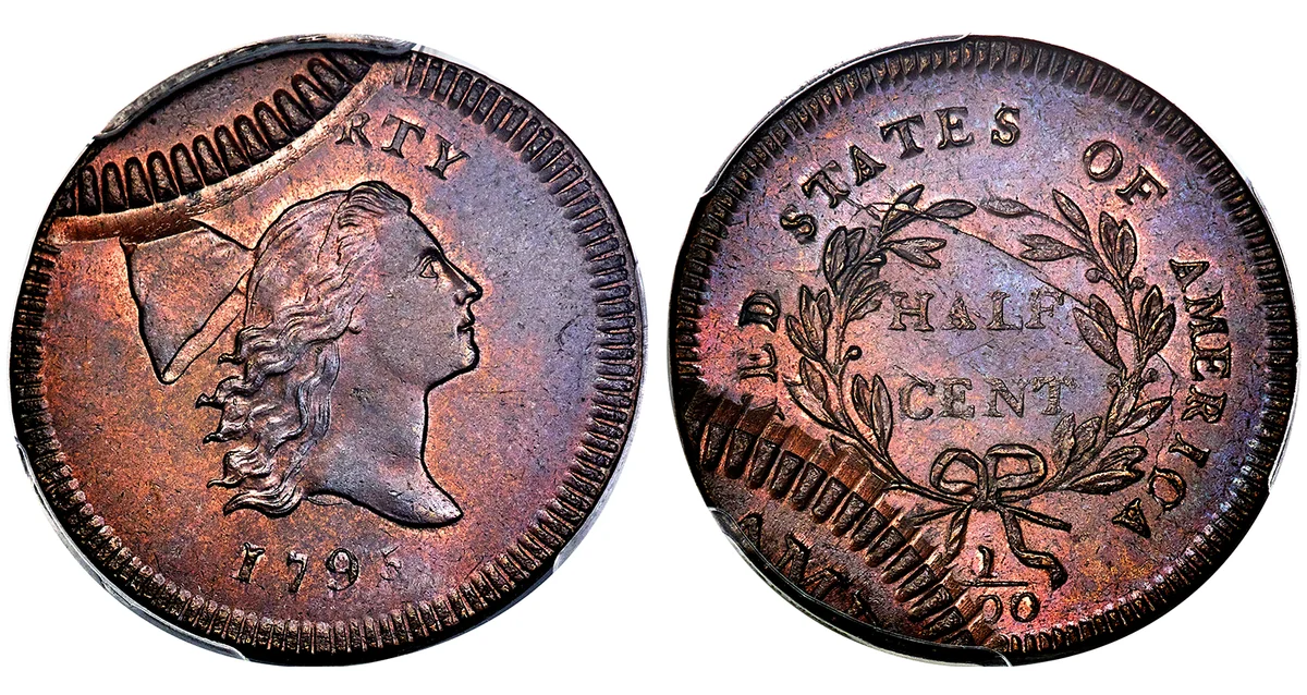 1795 Half Cent Struck Over a 1795 Cent