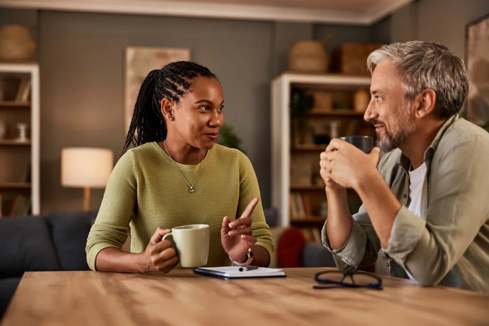 two people talking
