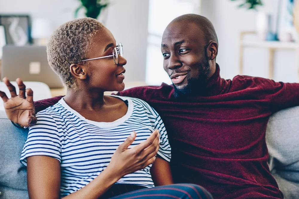two people talking