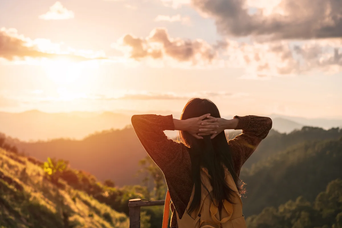 Woman overlooking view