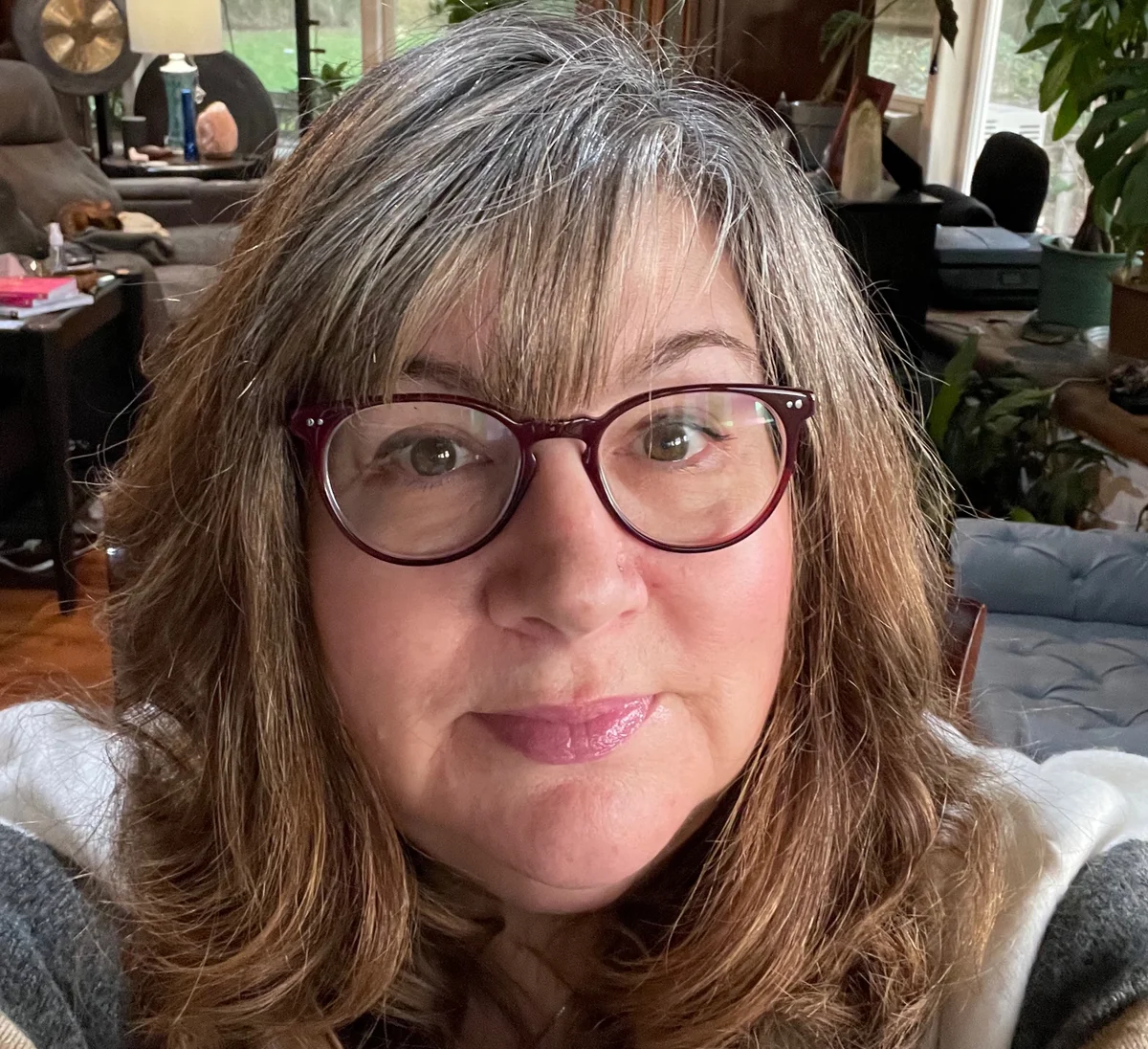 Karen's hair mid-transition