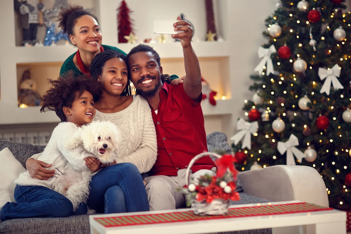 family making selfie together
