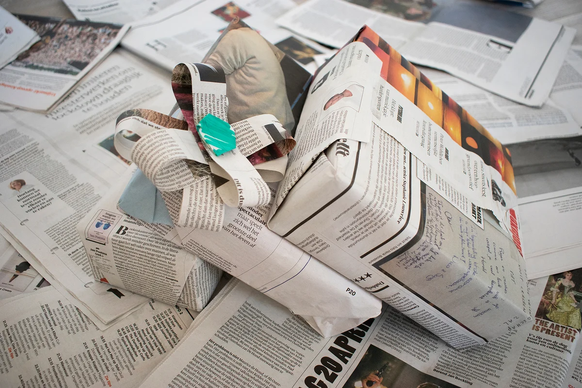 Newspaper upcycle recycle as wrapping paper for gifts