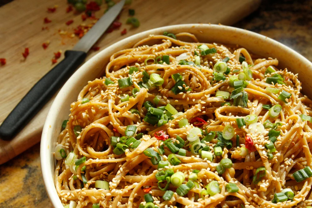 Noodles with peanut sauce
