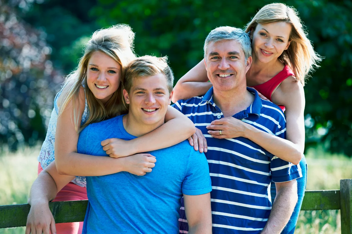 Family With Teenage Children Walking In Countryside