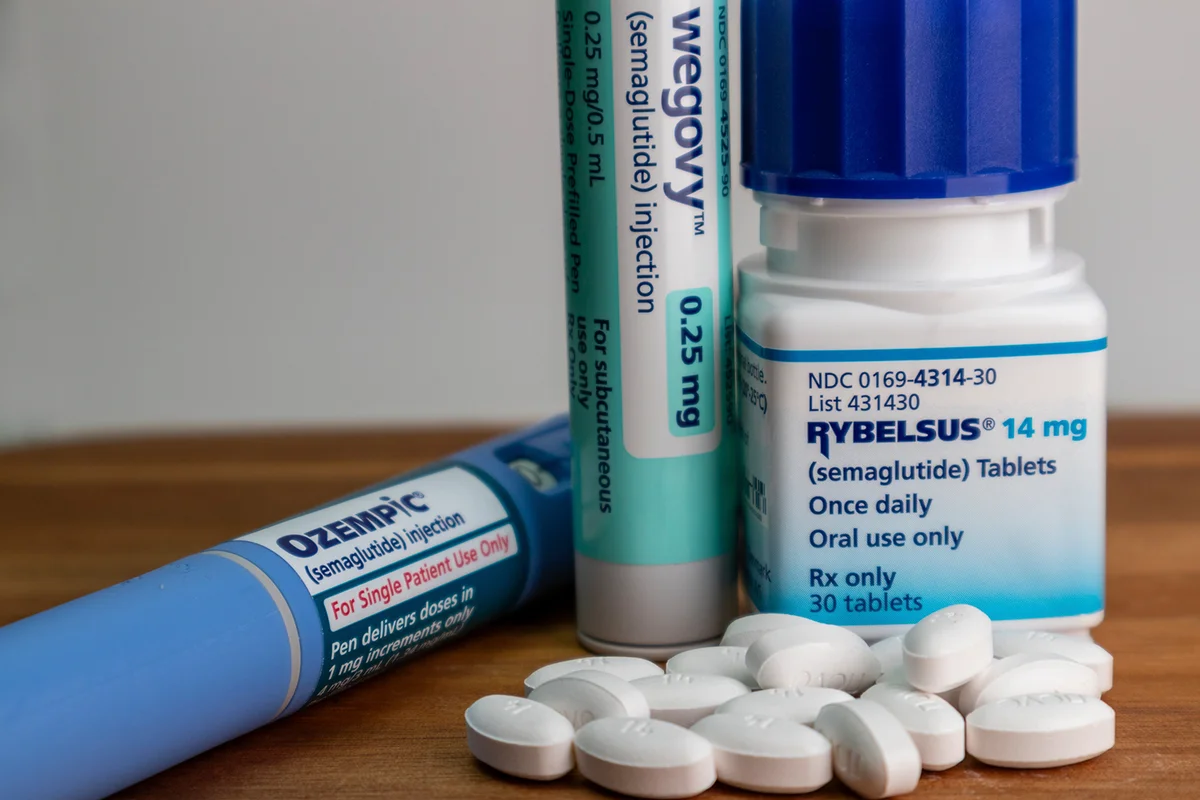 Valparaiso IN USA - March 21, 2024: Ozempic, wegovy and Rybelsus semaglutide medications close up