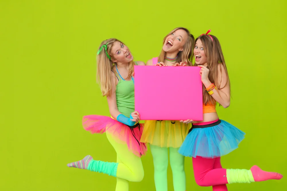 Girls in 80s neon