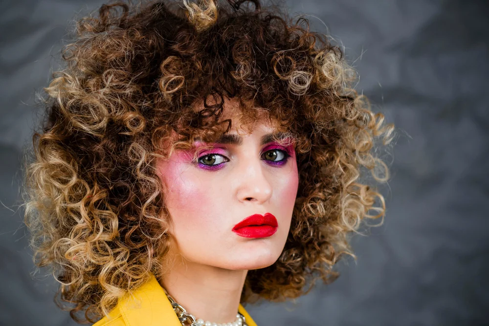 woman with big 1980s hair