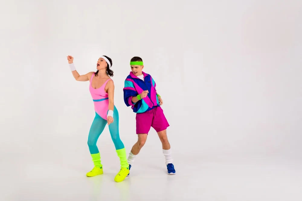people wearing 1980s aerobics wear